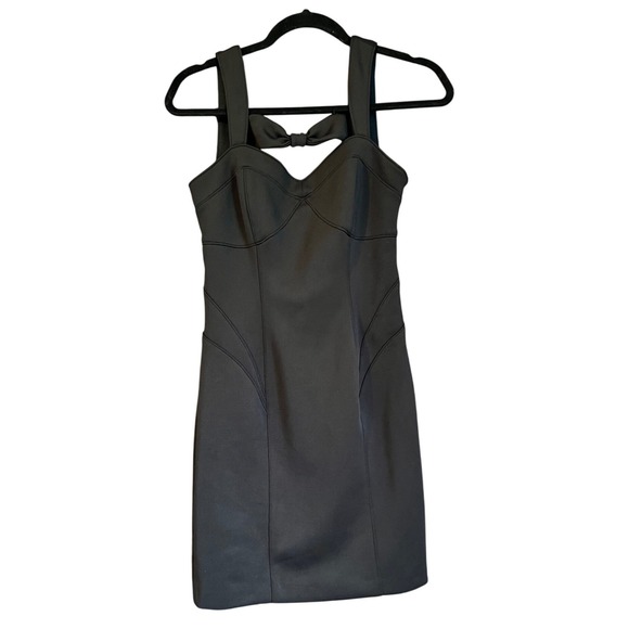 Guess Dresses & Skirts - Guess Black Bow Back Cutout Mini Dress Size 4 Bodycon LBD Scuba Sleeveless